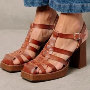 ALOHAS Brown Strappy Sandals